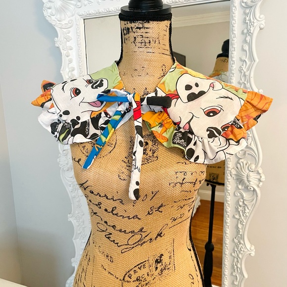 New York Couture Reconstructed VINTAGE 101 Dalmations Ruffle Handmade Collar - Picture 5 of 6